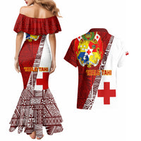 Tonga Rugby Couples Matching Mermaid Dress and Hawaiian Shirt Tongan Go 2023 World Cup - Wonder Print Shop