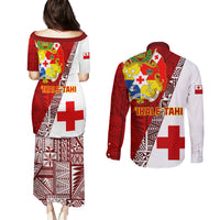 Tonga Rugby Couples Matching Puletasi Dress and Long Sleeve Button Shirts Tongan Go 2023 World Cup - Wonder Print Shop