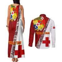 Tonga Rugby Couples Matching Tank Maxi Dress and Long Sleeve Button Shirts Tongan Go 2023 World Cup - Wonder Print Shop