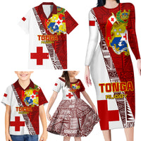 Tonga Rugby Family Matching Long Sleeve Bodycon Dress and Hawaiian Shirt Tongan Go 2023 World Cup - Wonder Print Shop