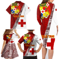 Tonga Rugby Family Matching Long Sleeve Bodycon Dress and Hawaiian Shirt Tongan Go 2023 World Cup - Wonder Print Shop