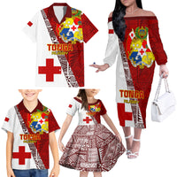 Tonga Rugby Family Matching Off Shoulder Long Sleeve Dress and Hawaiian Shirt Tongan Go 2023 World Cup - Wonder Print Shop