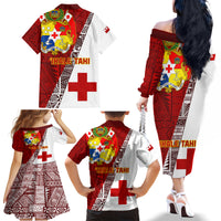 Tonga Rugby Family Matching Off Shoulder Long Sleeve Dress and Hawaiian Shirt Tongan Go 2023 World Cup - Wonder Print Shop