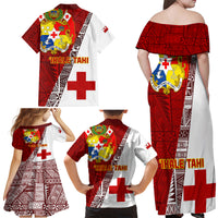 Tonga Rugby Family Matching Off Shoulder Maxi Dress and Hawaiian Shirt Tongan Go 2023 World Cup - Wonder Print Shop