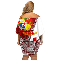 Tonga Rugby Family Matching Off Shoulder Short Dress and Hawaiian Shirt Tongan Go 2023 World Cup - Wonder Print Shop