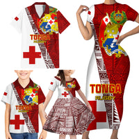 Tonga Rugby Family Matching Short Sleeve Bodycon Dress and Hawaiian Shirt Tongan Go 2023 World Cup - Wonder Print Shop