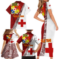 Tonga Rugby Family Matching Short Sleeve Bodycon Dress and Hawaiian Shirt Tongan Go 2023 World Cup - Wonder Print Shop