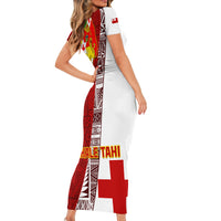 Tonga Rugby Short Sleeve Bodycon Dress Tongan Go 2023 World Cup - Wonder Print Shop