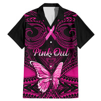 Personalised Pink Out Family Matching Mermaid Dress and Hawaiian Shirt Breast Cancer Awareness Polynesian Pattern Black Version - Wonder Print Shop