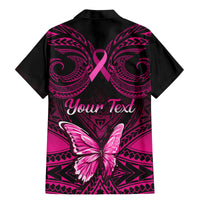 Personalised Pink Out Family Matching Mermaid Dress and Hawaiian Shirt Breast Cancer Awareness Polynesian Pattern Black Version - Wonder Print Shop
