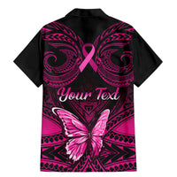 Personalised Pink Out Family Matching Mermaid Dress and Hawaiian Shirt Breast Cancer Awareness Polynesian Pattern Black Version - Wonder Print Shop