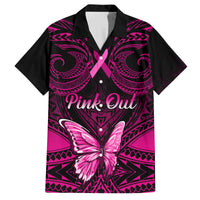 Personalised Pink Out Family Matching Puletasi Dress and Hawaiian Shirt Breast Cancer Awareness Polynesian Pattern Black Version - Wonder Print Shop