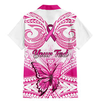 Personalised Pink Out Family Matching Mermaid Dress and Hawaiian Shirt Breast Cancer Awareness Polynesian Pattern White Version - Wonder Print Shop