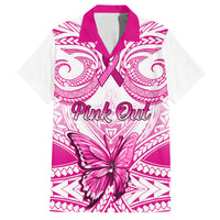 Personalised Pink Out Family Matching Short Sleeve Bodycon Dress and Hawaiian Shirt Breast Cancer Awareness Polynesian Pattern White Version - Wonder Print Shop
