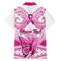 Personalised Pink Out Hawaiian Shirt Breast Cancer Awareness Polynesian Pattern White Version - Wonder Print Shop