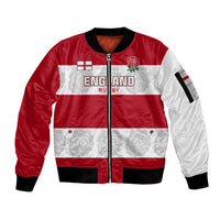 Custom England Rugby Sleeve Zip Bomber Jacket The Red Rose Champion World Cup 2023 - Wonder Print Shop