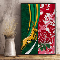 Custom South Africa and England Rugby Canvas Wall Art The Red Rose Protea Pattern - Wonder Print Shop
