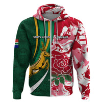 Custom South Africa and England Rugby Hoodie The Red Rose Protea Pattern - Wonder Print Shop