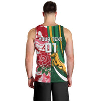 Custom South Africa and England Rugby Men Tank Top The Red Rose Protea Pattern - Wonder Print Shop