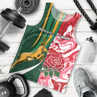 Custom South Africa and England Rugby Men Tank Top The Red Rose Protea Pattern - Wonder Print Shop
