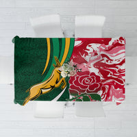 Custom South Africa and England Rugby Tablecloth The Red Rose Protea Pattern - Wonder Print Shop