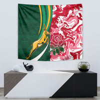 Custom South Africa and England Rugby Tapestry The Red Rose Protea Pattern - Wonder Print Shop