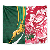 Custom South Africa and England Rugby Tapestry The Red Rose Protea Pattern - Wonder Print Shop