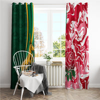 Custom South Africa and England Rugby Window Curtain The Red Rose Protea Pattern - Wonder Print Shop