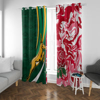 Custom South Africa and England Rugby Window Curtain The Red Rose Protea Pattern - Wonder Print Shop