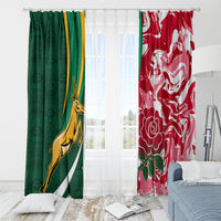 Custom South Africa and England Rugby Window Curtain The Red Rose Protea Pattern - Wonder Print Shop