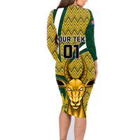 Custom South Africa Rugby Family Matching Long Sleeve Bodycon Dress and Hawaiian Shirt Come On Bokke Champion World Cup 2023 - Wonder Print Shop
