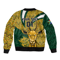 Custom South Africa Rugby Sleeve Zip Bomber Jacket Come On Bokke Champion World Cup 2023 - Wonder Print Shop