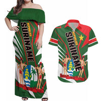 Republiek Suriname Couples Matching Off Shoulder Maxi Dress and Hawaiian Shirt Special Edition - Wonder Print Shop