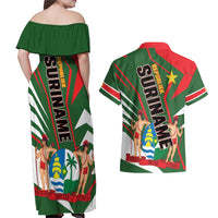 Republiek Suriname Couples Matching Off Shoulder Maxi Dress and Hawaiian Shirt Special Edition - Wonder Print Shop