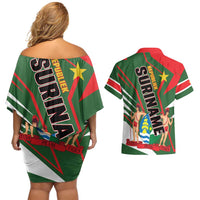 Republiek Suriname Couples Matching Off Shoulder Short Dress and Hawaiian Shirt Special Edition - Wonder Print Shop