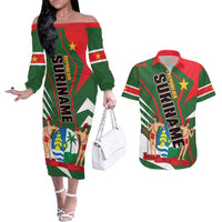 Republiek Suriname Couples Matching Off The Shoulder Long Sleeve Dress and Hawaiian Shirt Special Edition - Wonder Print Shop