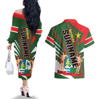 Republiek Suriname Couples Matching Off The Shoulder Long Sleeve Dress and Hawaiian Shirt Special Edition - Wonder Print Shop