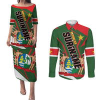 Republiek Suriname Couples Matching Puletasi and Long Sleeve Button Shirt Special Edition - Wonder Print Shop