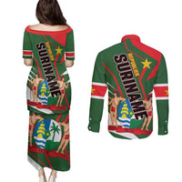 Republiek Suriname Couples Matching Puletasi and Long Sleeve Button Shirt Special Edition - Wonder Print Shop
