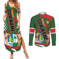 Republiek Suriname Couples Matching Summer Maxi Dress and Long Sleeve Button Shirt Special Edition - Wonder Print Shop
