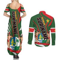 Republiek Suriname Couples Matching Summer Maxi Dress and Long Sleeve Button Shirt Special Edition - Wonder Print Shop