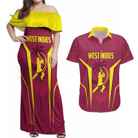 Custom West Indies Cricket Couples Matching Off Shoulder Maxi Dress and Hawaiian Shirt Windies Great To Be Back - Wonder Print Shop