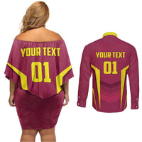 Custom West Indies Cricket Couples Matching Off Shoulder Short Dress and Long Sleeve Button Shirt Windies Great To Be Back - Wonder Print Shop