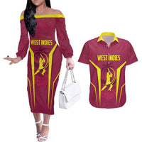 Custom West Indies Cricket Couples Matching Off The Shoulder Long Sleeve Dress and Hawaiian Shirt Windies Great To Be Back - Wonder Print Shop