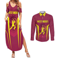 Custom West Indies Cricket Couples Matching Summer Maxi Dress and Long Sleeve Button Shirt Windies Great To Be Back - Wonder Print Shop