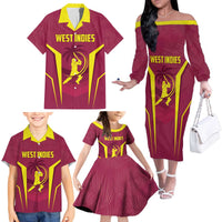 Custom West Indies Cricket Family Matching Off The Shoulder Long Sleeve Dress and Hawaiian Shirt Windies Great To Be Back - Wonder Print Shop