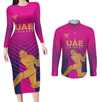 Custom United Arab Emirates Cricket Couples Matching Long Sleeve Bodycon Dress and Long Sleeve Button Shirt Go Boys Team UAE - Wonder Print Shop
