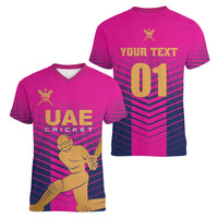 Custom United Arab Emirates Cricket Women V-Neck T-Shirt Go Boys Team UAE - Wonder Print Shop