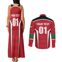 Custom Kuwait Cricket Couples Matching Tank Maxi Dress and Long Sleeve Button Shirt Go Champions - Wonder Print Shop
