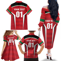 Custom Kuwait Cricket Family Matching Off The Shoulder Long Sleeve Dress and Hawaiian Shirt Go Champions - Wonder Print Shop